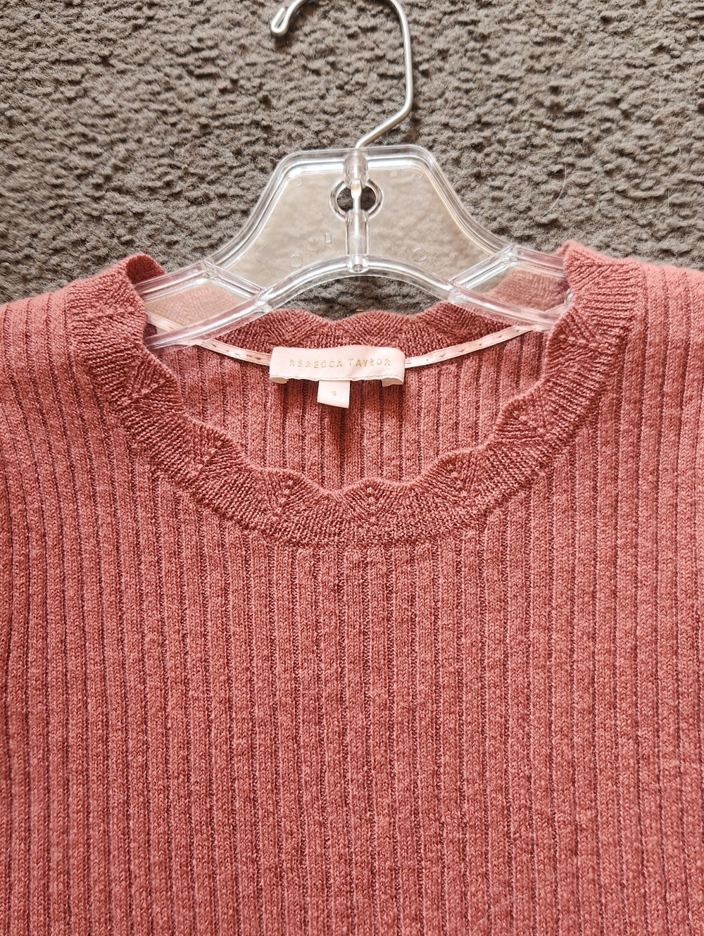 REBECCA TAYLOR Women's Sweater Small Mauve Woop Blend Puffed Sleeve Ruffled Neck - Picture 4 of 8